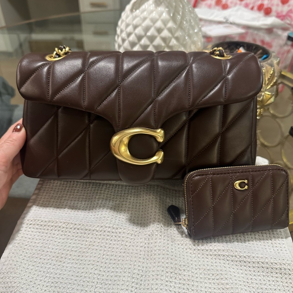 Coach Maple Brown Tabby 26 Quilted Bag & matching Coach quilted brown wallet